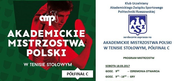 Zapraszamy na półfinał Akademickich Mistrzostw Polski w Tenisie Stołowym