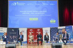 Uczestnicy panelu "Kierunki rozwoju morskiej energetyki wiatrowej - stan i perspektywy",