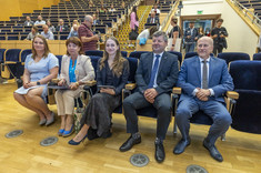 Od prawej: prof.. Jarosław Sęp, prof. Piotr Koszelnik, Natalia Gnoińska, Krystyna Stachowska,